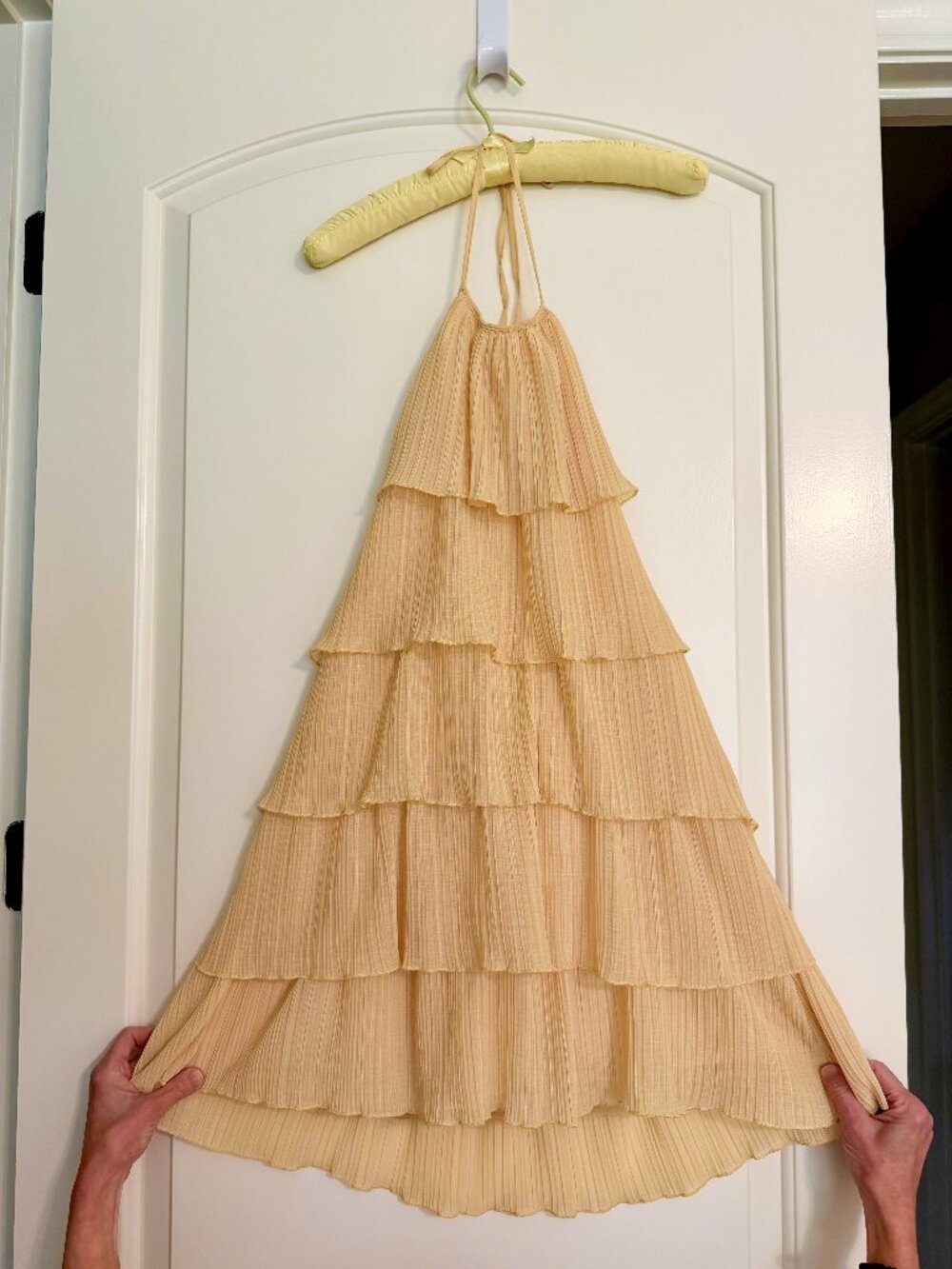Zara Butter Yellow Ruffle Tiered Halter Dress [NWT]